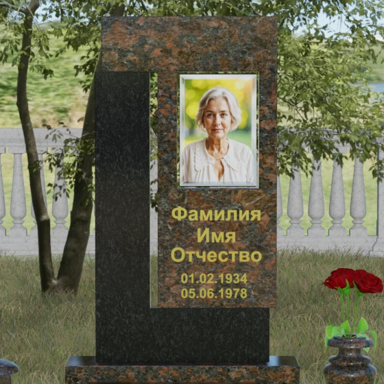 Светский комбинированный памятник в Тольятти, гранит Дымовский