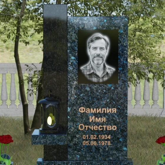 Комбинированный светский вертикальный памятник в Перми, гранит Блю Перл