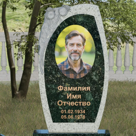 Комбинированный светский памятник в Казани, гранит Балтик грин