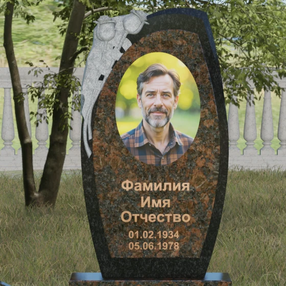 Комбинированный светский памятник в Казани, гранит Дымовский
