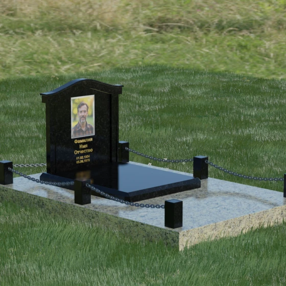 Вертикальный гранитный памятник светский в Набережных Челнах, гранит Габбро-диабаз, вид 5