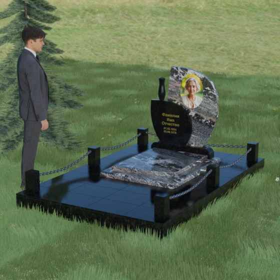 Вертикальная стела-лепесток с нишей для портрета, гранит амфиболит, вид 4