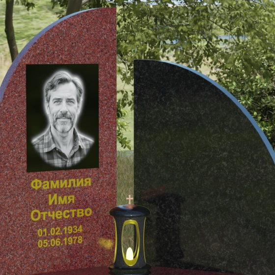 Светский вертикальный комбинированный памятник в Набережных Челнах, гранит Лезниковский