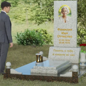 Вертикальный комбинированный памятник светский - П069