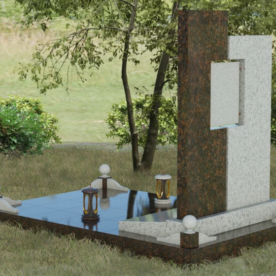Светский комбинированный памятник в Иркутске, гранит Мансуровский, вид 3