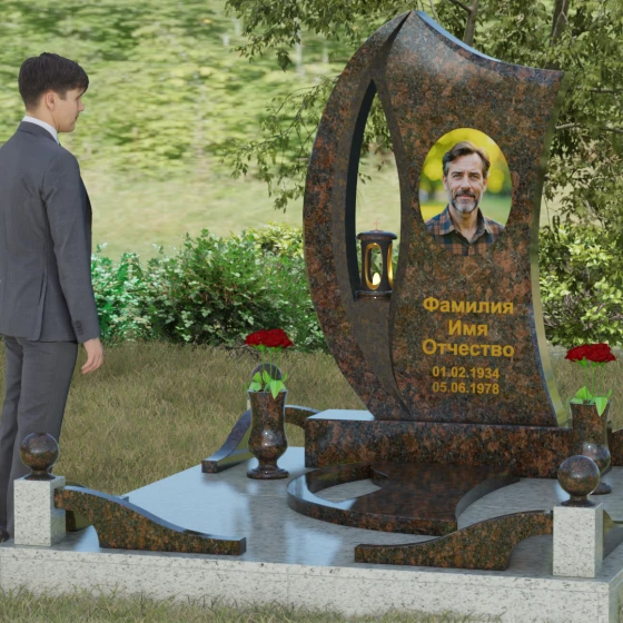 Гранитный памятник с каплевидным отверстием, гранит Дымовский, вид 4