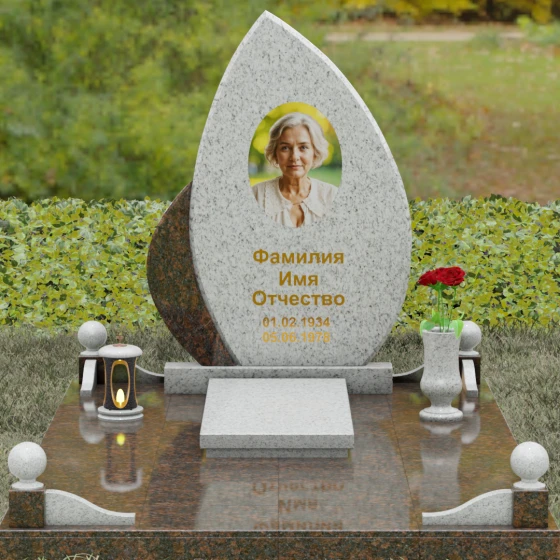 Светский комбинированный памятник в Перми, гранит Мансуровский, вид 2
