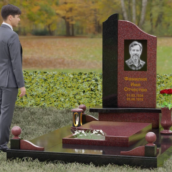 Комбинированный светский памятник в Воронеже, гранит Лезниковский, вид 4