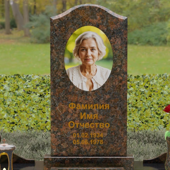 Гранитный вертикальный памятник светский в Перми, гранит Дымовский
