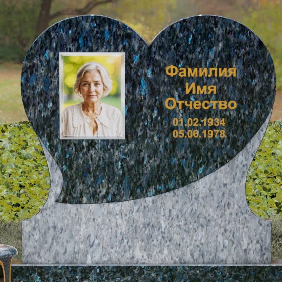 Гранитный вертикальный памятник для одного в Перми, гранит Блю Перл