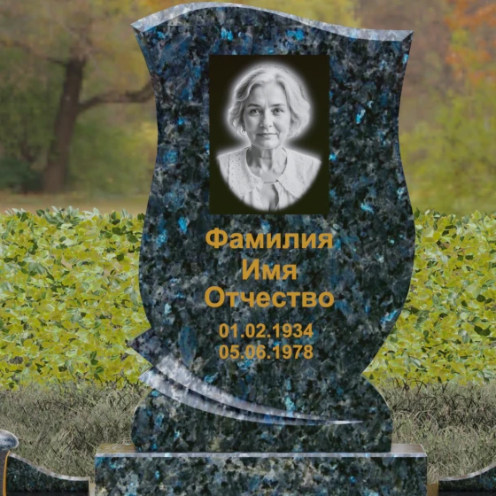 Гранитный вертикальный памятник в Самаре, гранит Блю Перл