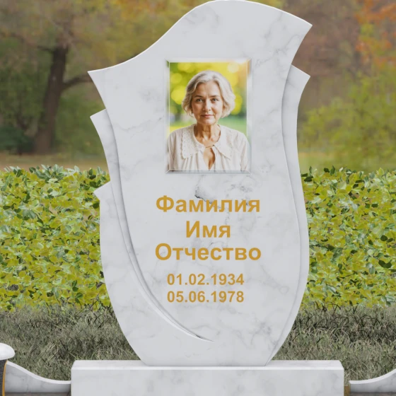 Гранитный памятник светский в Липецке, мрамор Тассос