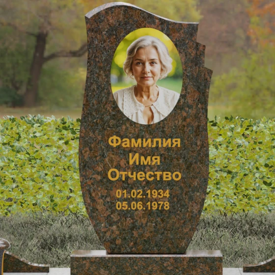 Мемориал с асимметричной стелой — волной, гранит Дымовский, в Краснодаре