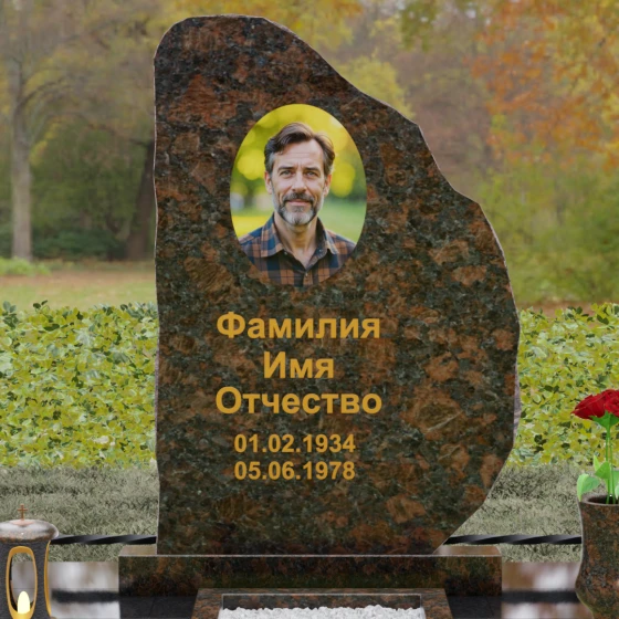 Гранитный вертикальный монумент в Казани, гранит Дымовский