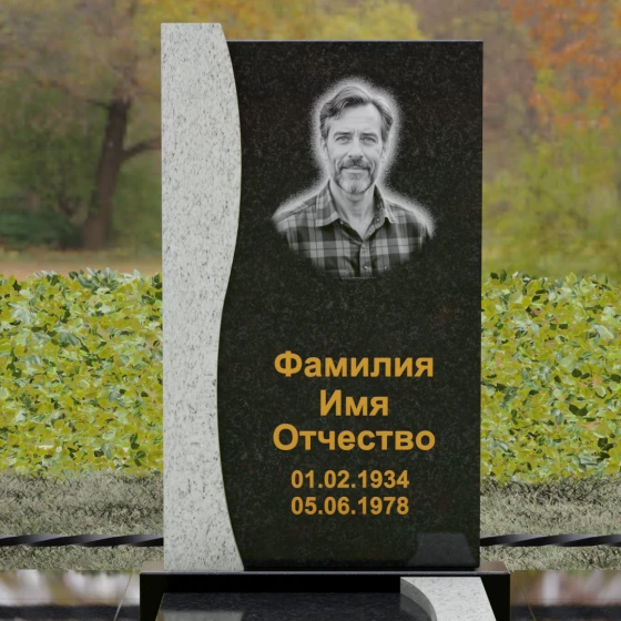 Вертикальный гранитный памятник для одного в Саратове, гранит Габбро-диабаз