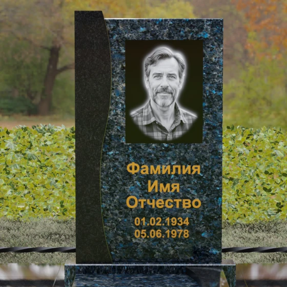 Вертикальный гранитный памятник для одного в Саратове, гранит Блю Перл