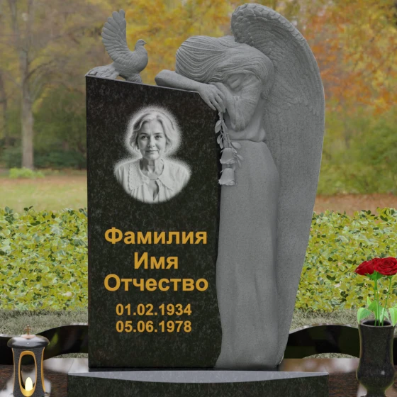 Элитный вертикальный комбинированный памятник в Перми, гранит Габбро-диабаз