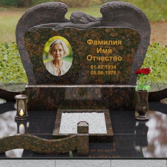 Элитный горизонтальный Гранитный памятник в Перми, гранит Дымовский, вид 2