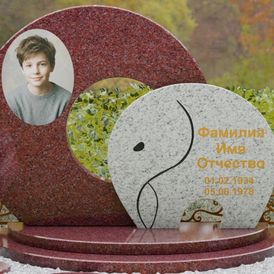 Комбинированный горизонтальный памятник в Саратове, гранит Лезниковский