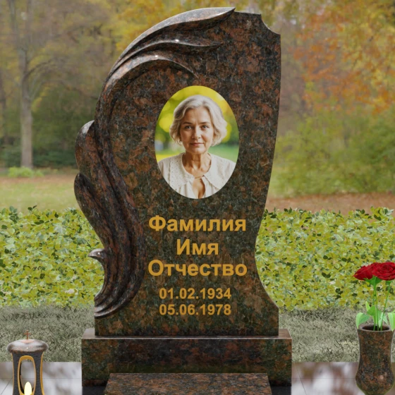 Вертикальный светский гранитный памятник в Белгороде, гранит Дымовский