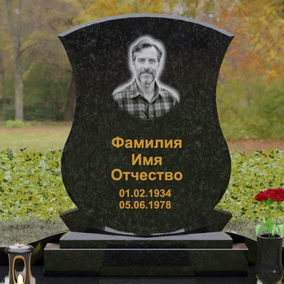 Гранитный вертикальный памятник для одного в Ханты — Мансийске, гранит Габбро-диабаз, в Ханты-Мансийске