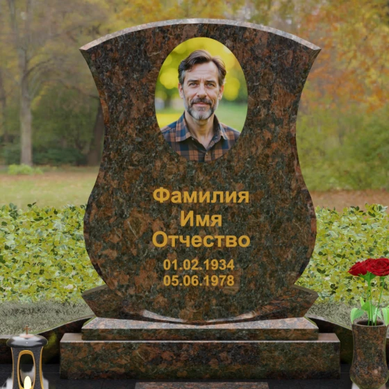 Гранитный вертикальный памятник для одного в Ханты — Мансийске, гранит Дымовский, в Ханты-Мансийске