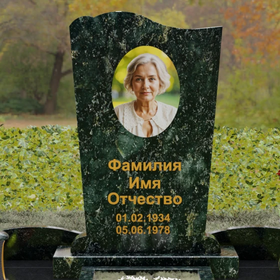 Вертикальный гранитный памятник светский в Перми, гранит Балтик грин