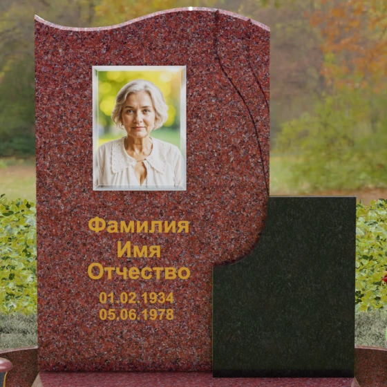 Комбинированный вертикальный памятник на одного в Саратове, гранит Лезниковский