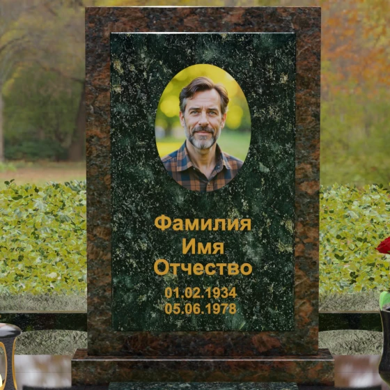 Гранитный памятник с мемориальным комплексом в Самаре, гранит Балтик грин