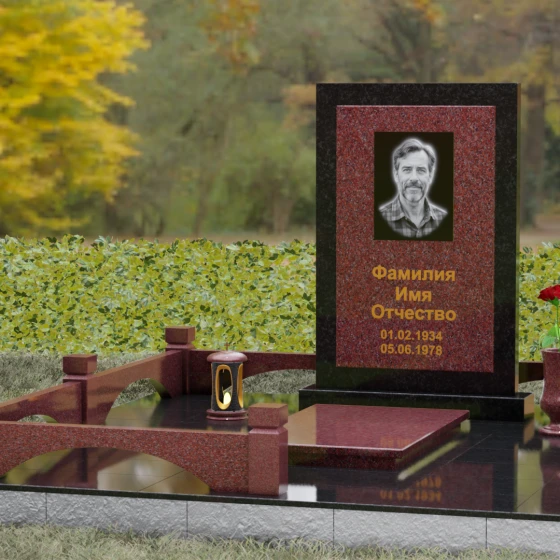 Гранитный памятник с мемориальным комплексом в Самаре, гранит Лезниковский, вид 4