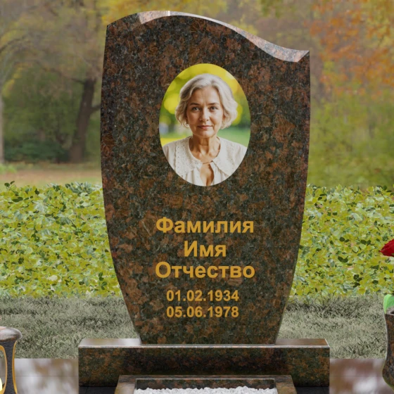 Светский вертикальный гранитный памятник в Перми, гранит Дымовский