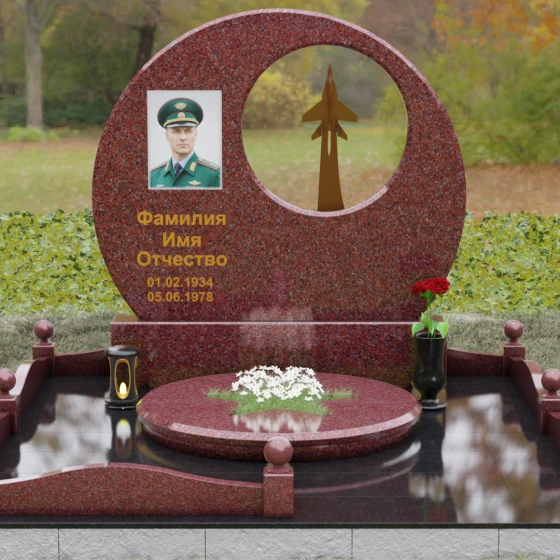 Горизонтальный памятник из гранита и металла в Набережных Челнах, гранит Лезниковский, вид 2