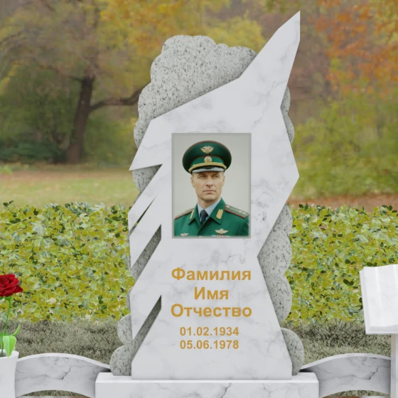 Вертикальный комбинированный памятник для одного в Перми, мрамор Тассос