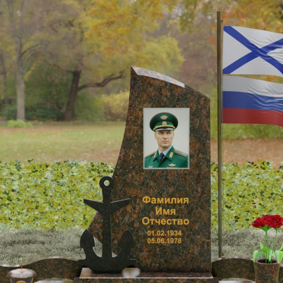 Гранитный вертикальный светский памятник для одного в Перми, гранит Дымовский