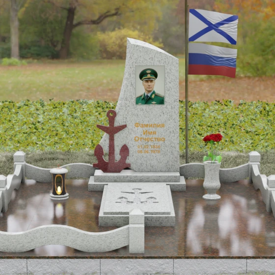 Гранитный вертикальный светский памятник для одного в Перми, гранит Мансуровский, вид 2