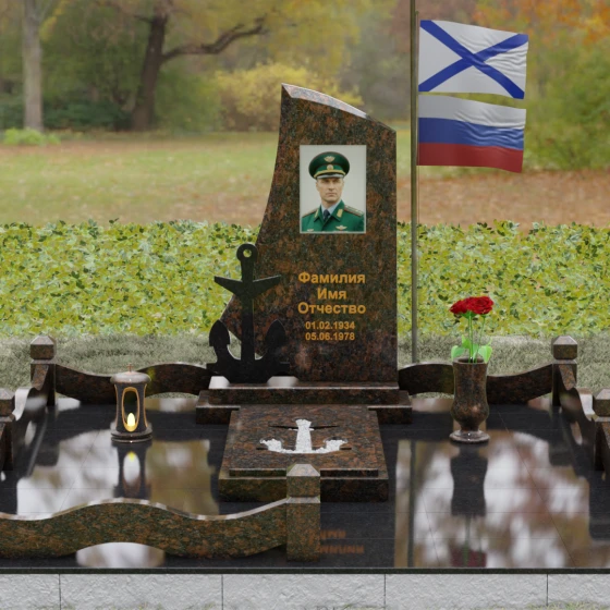 Гранитный вертикальный светский памятник для одного в Перми, гранит Дымовский, вид 2