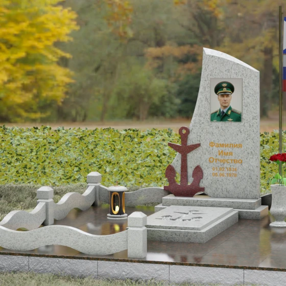 Гранитный вертикальный светский памятник для одного в Перми, гранит Мансуровский, вид 4