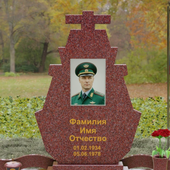 Вертикальный гранитный памятник на одного в Тольятти, гранит Лезниковский