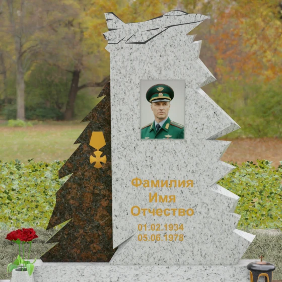 Гранитный вертикальный памятник в Перми для одного, гранит Мансуровский