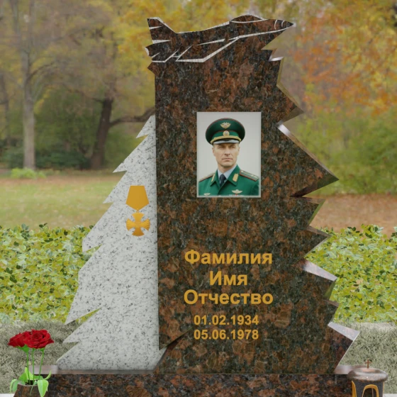 Гранитный вертикальный памятник в Перми для одного, гранит Дымовский
