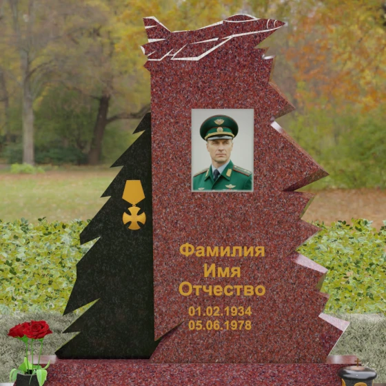 Гранитный вертикальный памятник в Перми для одного, гранит Лезниковский