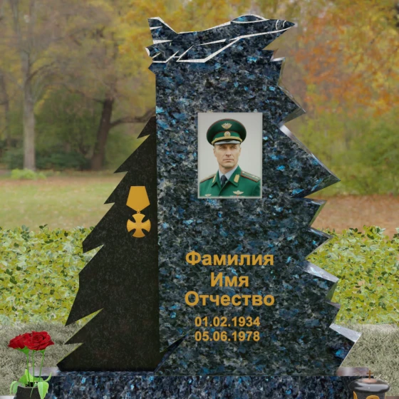 Гранитный вертикальный памятник в Перми для одного, гранит Блю Перл