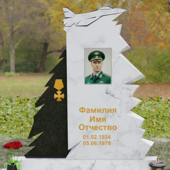 Гранитный вертикальный памятник в Перми для одного, мрамор Тассос