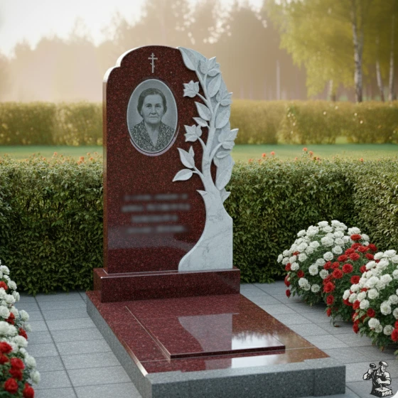 Православный гранитный вертикальный монумент в Липецке, гранит Лезниковский
