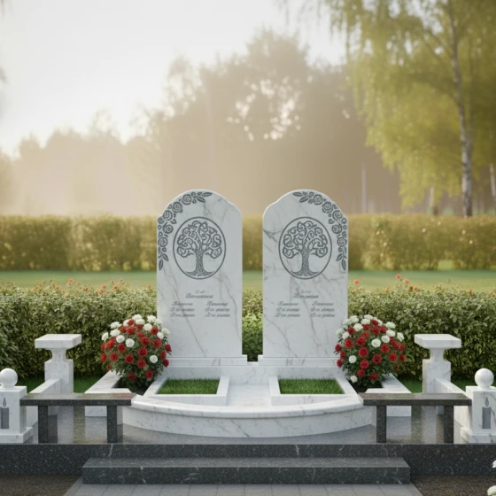 Двойной памятник — арка с Древом Жизни, мрамор Тассос