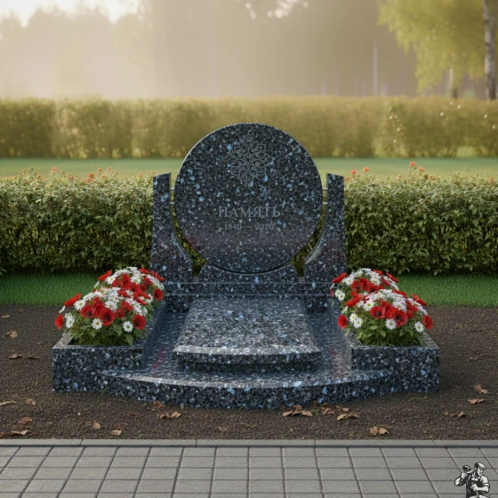 Гранитный вертикальный памятник — комплекс в Пензе, гранит Блю Перл