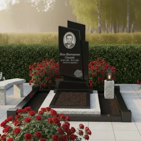 Элитный гранитный вертикальный памятник для одного - ПН116