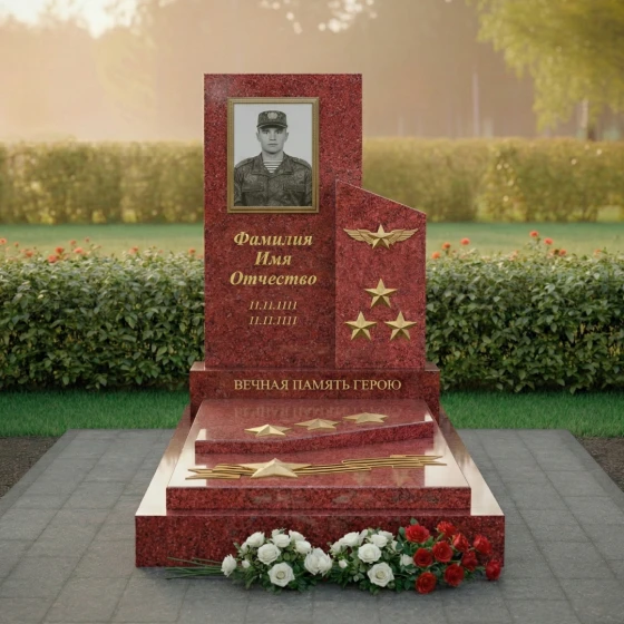 Вертикальный элитный гранитный памятник в Ставрополе, гранит Лезниковский