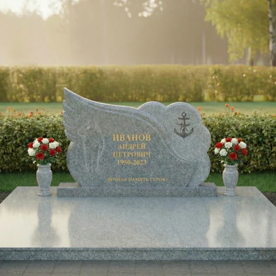 Горизонтальный светский памятник из гранита в Казани, гранит Мансуровский
