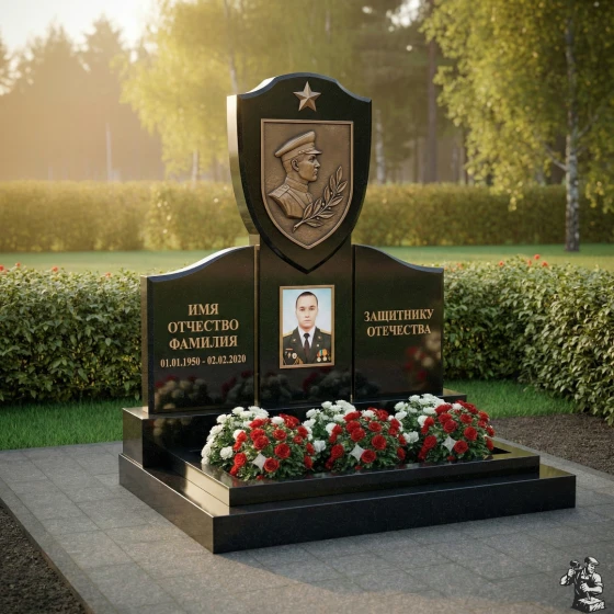 Элитный гранитный вертикальный светский памятник в Перми, гранит Габбро-диабаз